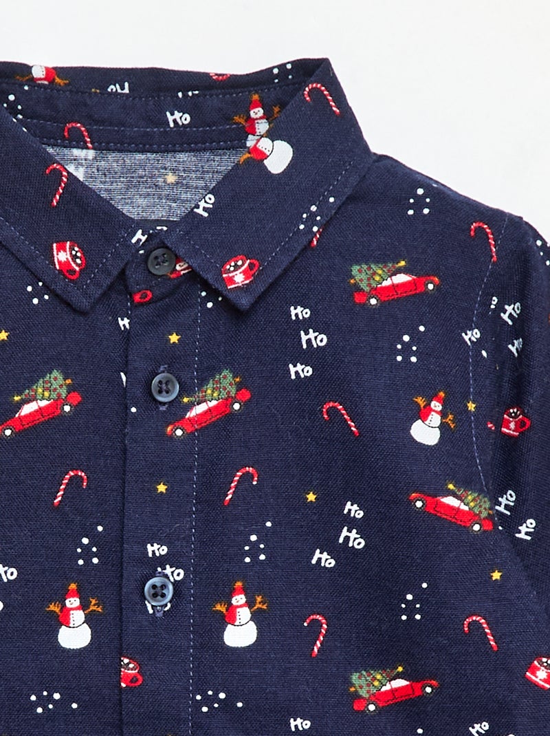 Chemise de Noël all-over en coton Bleu - Kiabi
