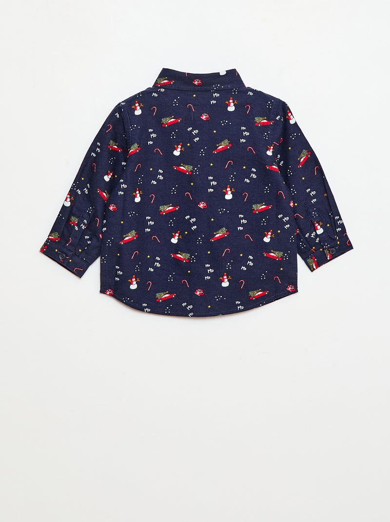 Chemise de Noël all-over en coton Bleu - Kiabi
