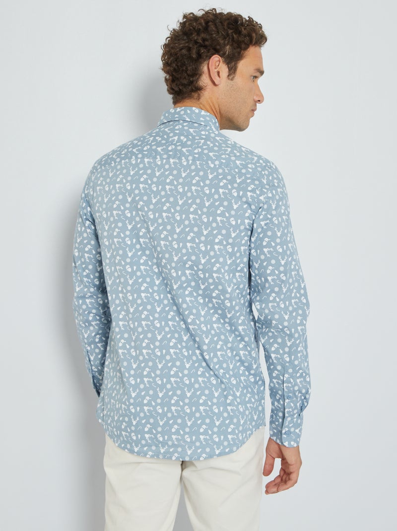 Chemise de Noël avec imprimé fantaisie Bleu - Kiabi