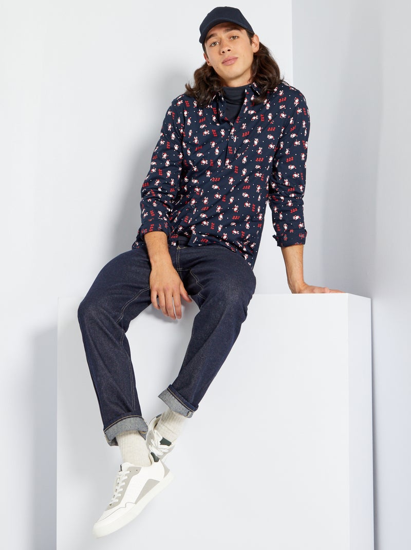 Chemise de Noël avec imprimé fantaisie marine pere noel - Kiabi
