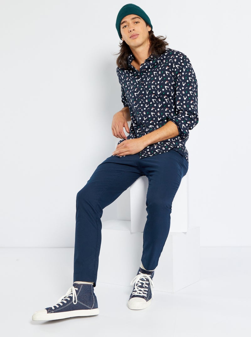 Chemise de Noël avec imprimé fantaisie marine - Kiabi