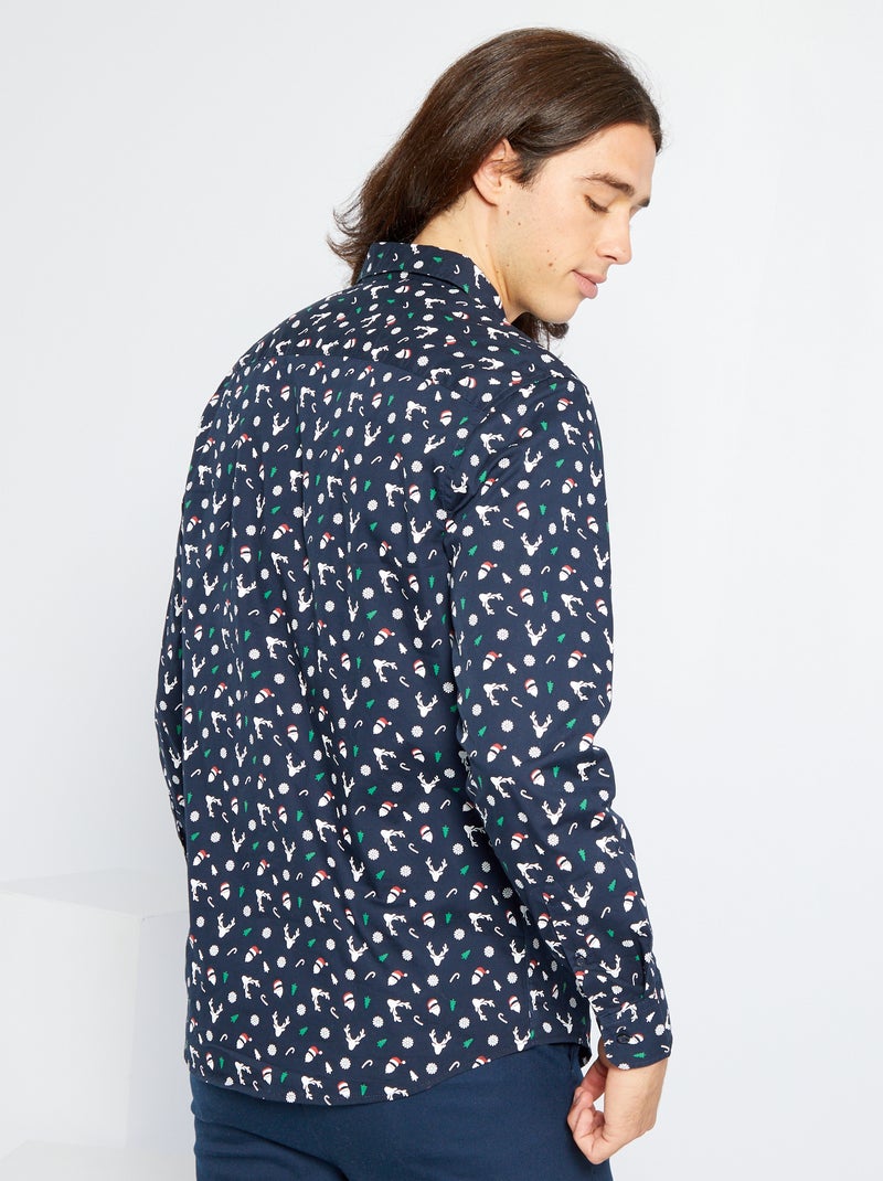 Chemise de Noël avec imprimé fantaisie marine - Kiabi