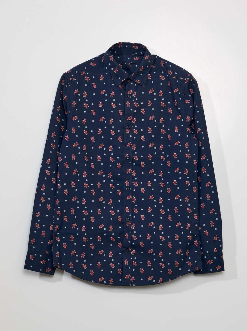 Chemise de Noël avec motifs Bleu - Kiabi