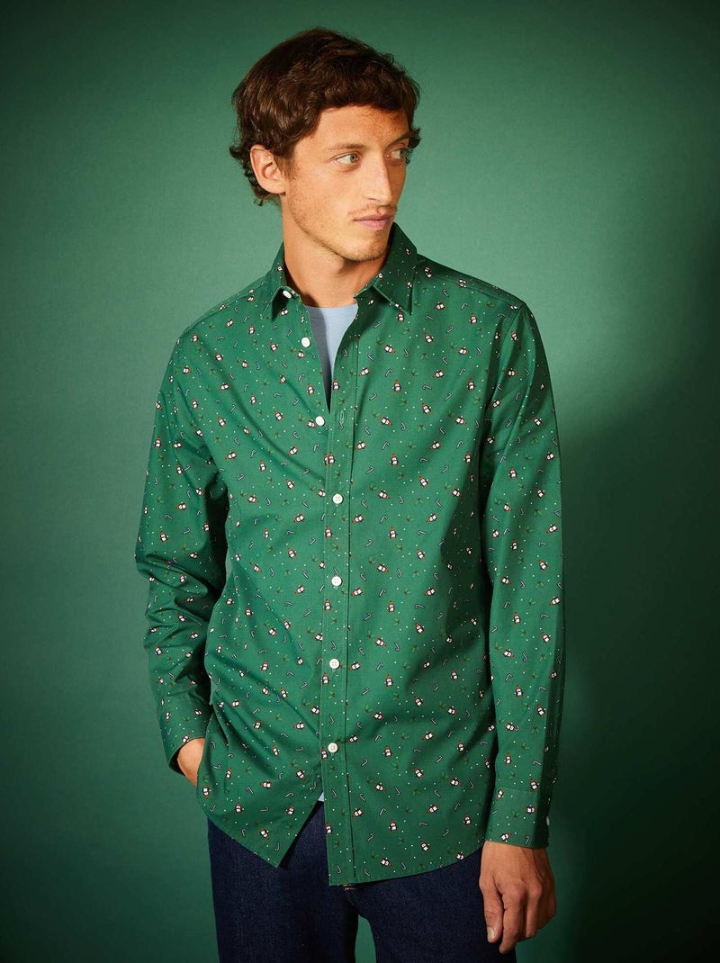 Chemise de Noël avec motifs Vert - Kiabi
