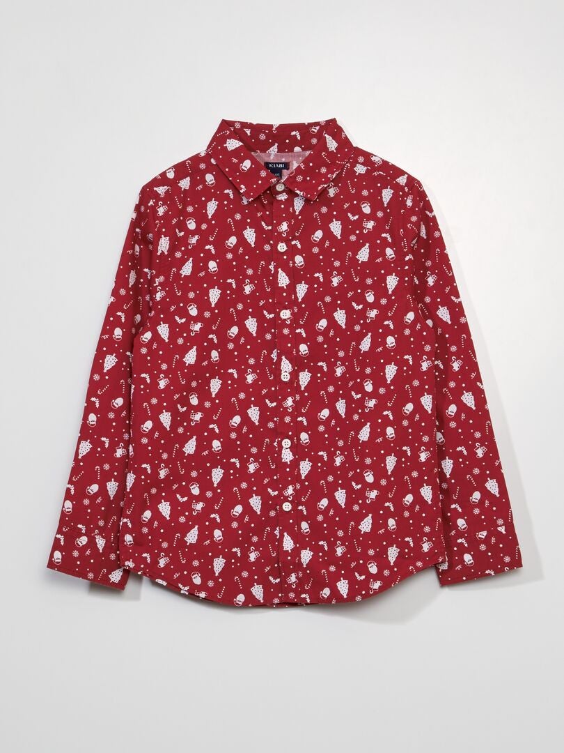 Chemise de Noël en popeline avec sapins Rouge - Kiabi