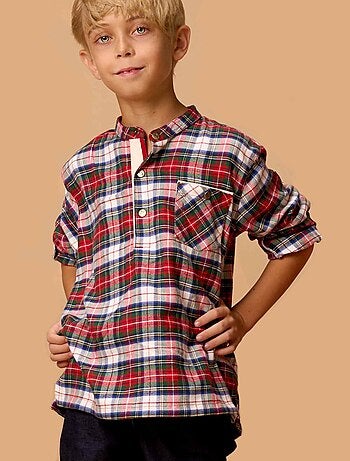 Chemise de Noël Flanelle Tartan Col Mao RIMBAUD - La Faute à Voltaire