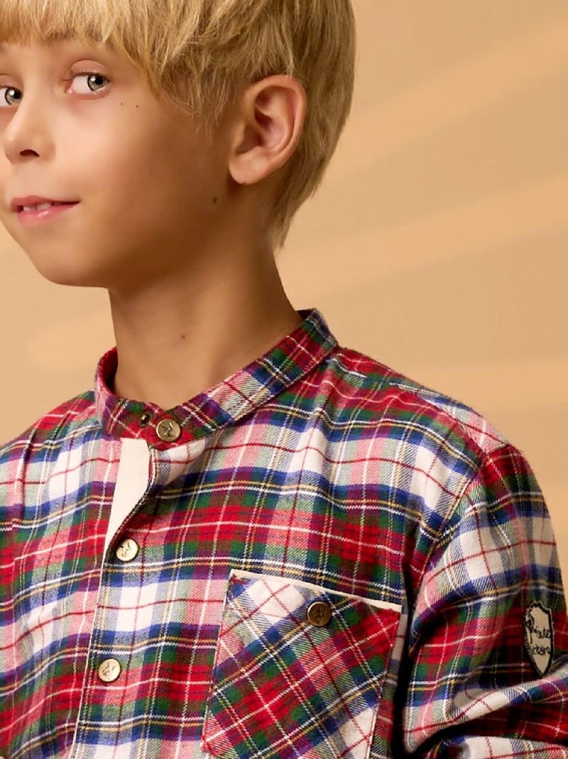 Chemise de Noël   Flanelle Tartan   Col Mao  RIMBAUD - La Faute à Voltaire Rouge - Kiabi