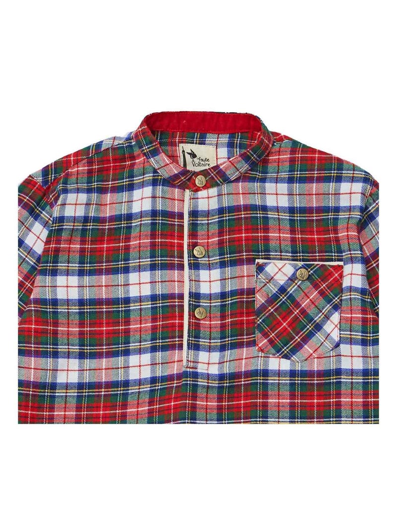 Chemise de Noël   Flanelle Tartan   Col Mao  RIMBAUD - La Faute à Voltaire Rouge - Kiabi