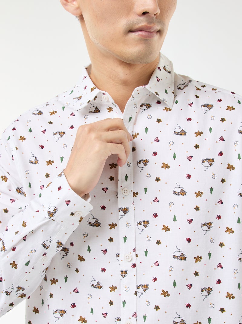 Chemise de Noël imprimée Blanc - Kiabi