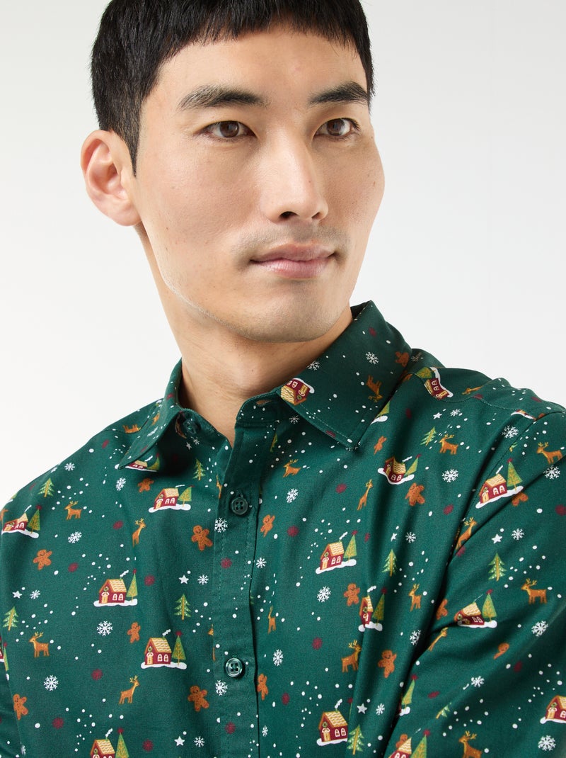 Chemise de Noël imprimée Vert - Kiabi