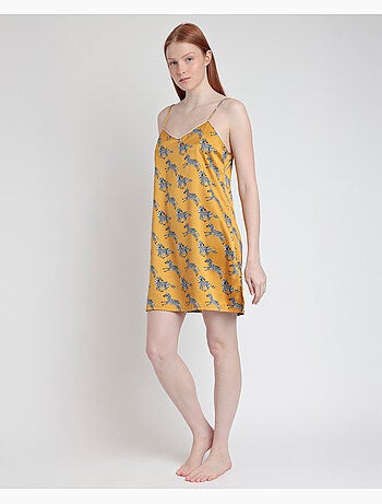 Chemise de nuit à bretelles dorées zébrées ADMAS LUXURY pour femme