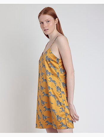 Chemise de nuit à bretelles dorées zébrées ADMAS LUXURY pour femme