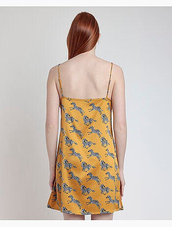 Chemise de nuit à bretelles dorées zébrées ADMAS LUXURY pour femme