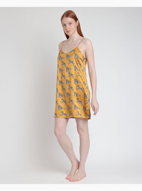 Chemise de nuit à bretelles dorées zébrées ADMAS LUXURY pour femme - Kiabi