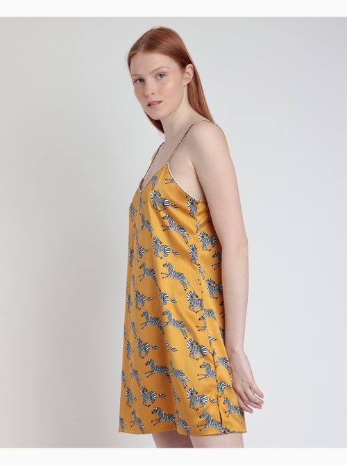 Chemise de nuit à bretelles dorées zébrées ADMAS LUXURY pour femme - Kiabi