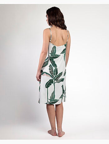 Chemise de nuit à bretelles en popeline à feuilles de luxe pour femme ADMAS LUXURY