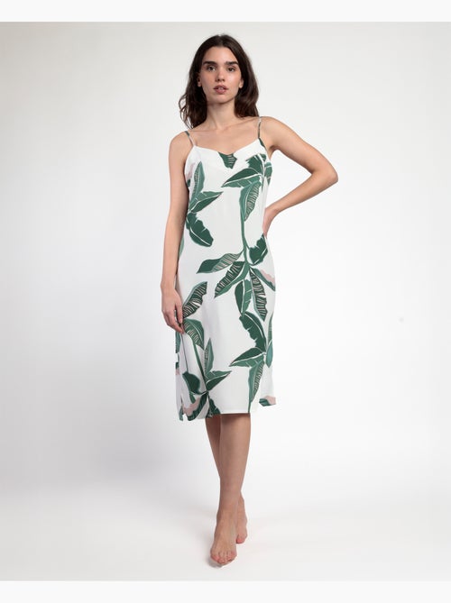 Chemise de nuit à bretelles en popeline à feuilles de luxe pour femme ADMAS LUXURY - Kiabi Chemise de nuit à bretelles en popeline à feuilles de luxe pour femme ADMAS LUXURY - Kiabi