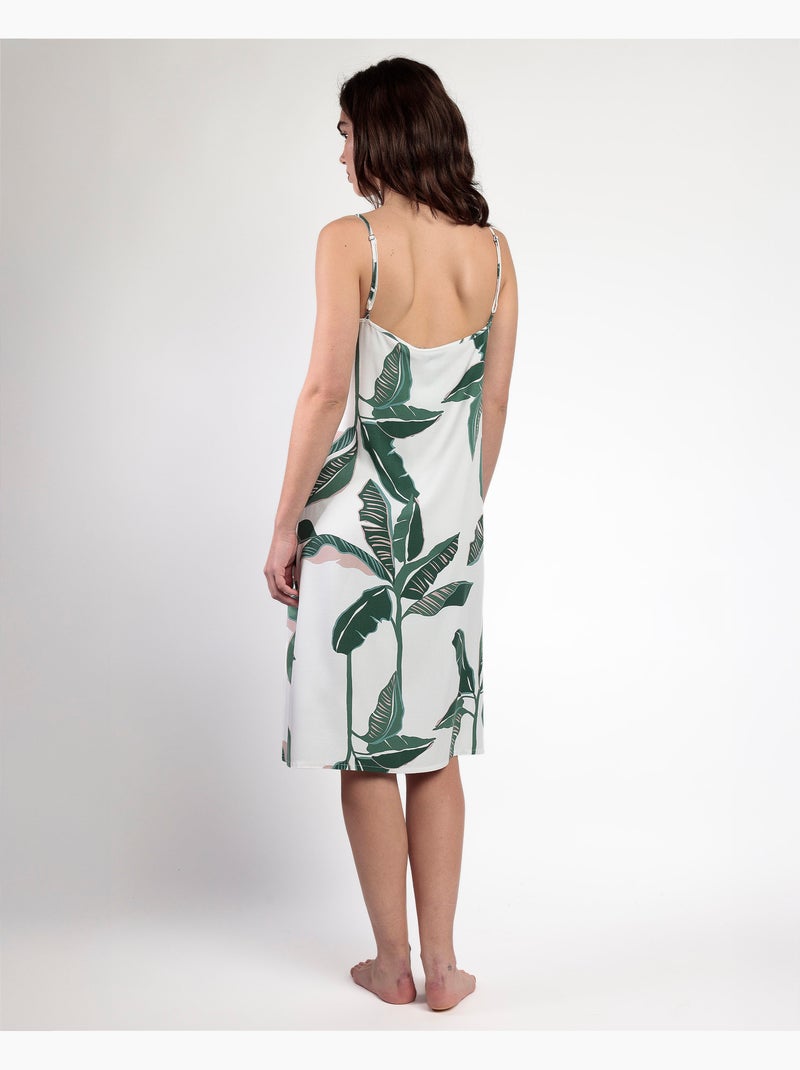 Chemise de nuit à bretelles en popeline à feuilles de luxe pour femme ADMAS LUXURY Vert forêt - Kiabi