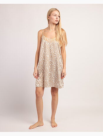 Chemise de nuit à bretelles feuilles de luxe pour femme ADMAS LUXURY