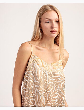 Chemise de nuit à bretelles feuilles de luxe pour femme ADMAS LUXURY
