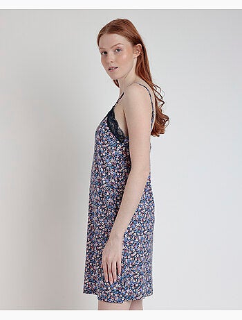 Chemise de nuit à bretelles Liberty bleu et rose ADMAS pour femme