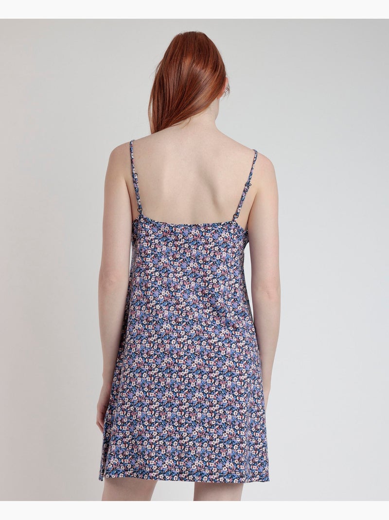 Chemise de nuit à bretelles Liberty bleu et rose ADMAS pour femme Bleu marine - Kiabi