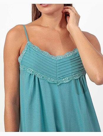 Chemise de nuit à bretelles Menthe Garden pour femme ADMAS