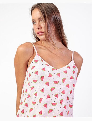 Chemise de nuit à bretelles pastèque pour femme ADMAS