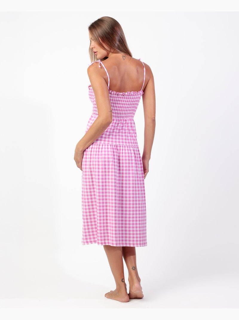 Chemise de nuit à bretelles Vichy Mood pour femme ADMAS Rose - Kiabi