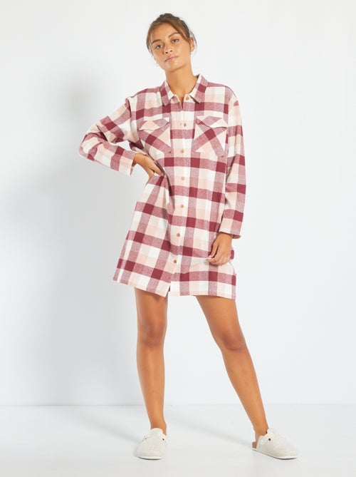 Chemise de nuit à carreaux en flanelle - Kiabi