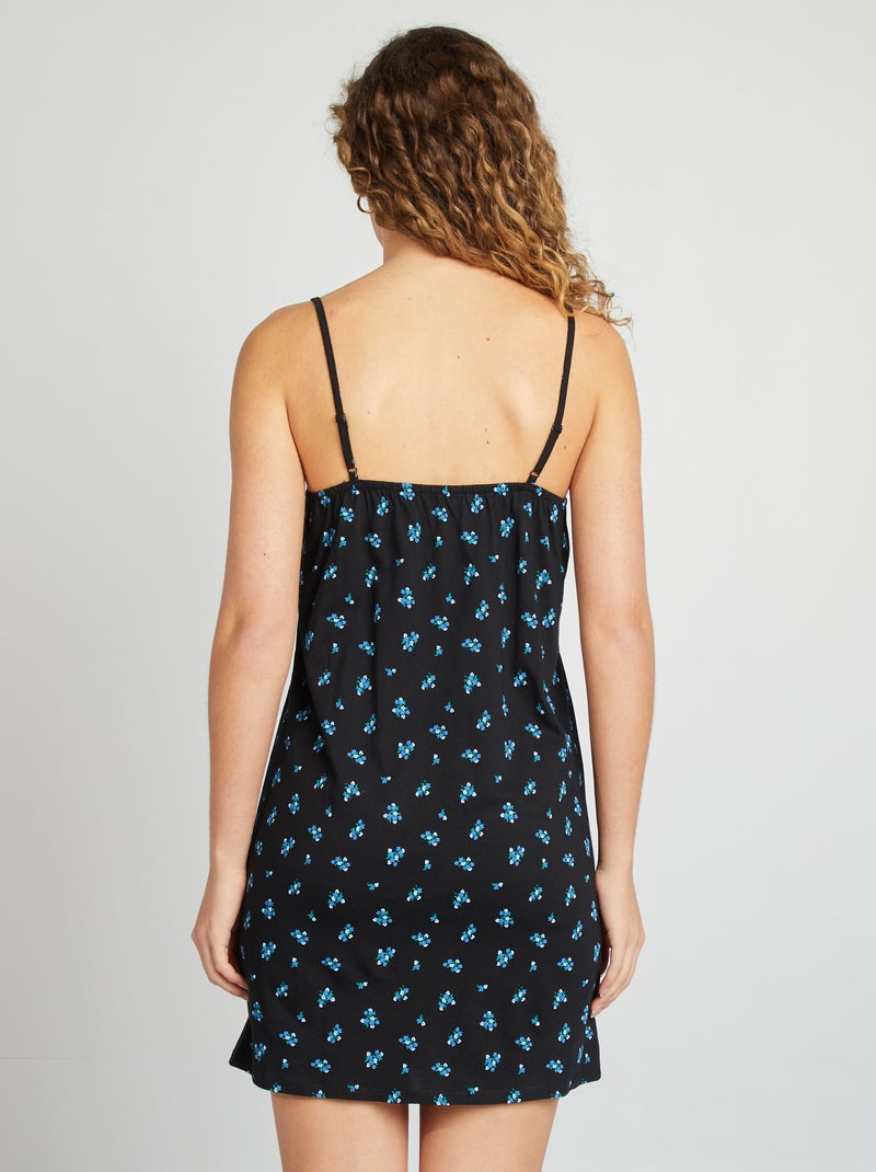 Chemise de nuit à fines bretelles Noir - Kiabi