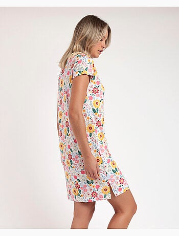 Chemise de nuit à manches courtes à fleurs dorées ADMAS pour femme