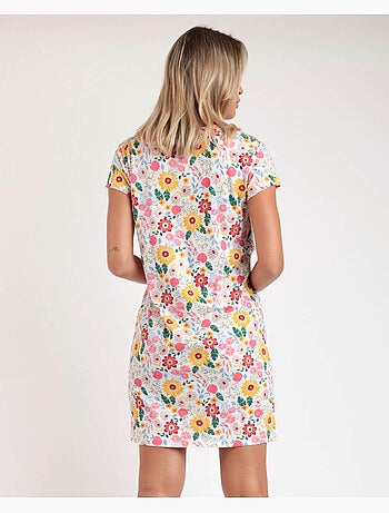 Chemise de nuit à manches courtes à fleurs dorées ADMAS pour femme