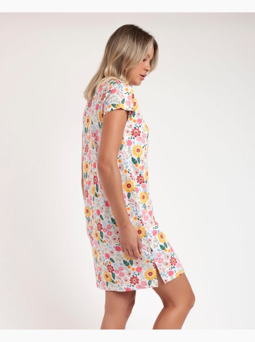 Chemise de nuit à manches courtes à fleurs dorées ADMAS pour femme - Kiabi Chemise de nuit à manches courtes à fleurs dorées ADMAS pour femme - Kiabi