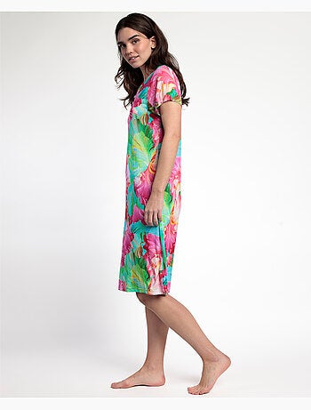 Chemise de nuit à manches courtes à fleurs lumineuses pour femme ADMAS GARDEN