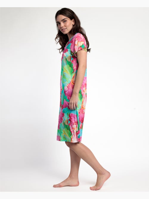 Chemise de nuit à manches courtes à fleurs lumineuses pour femme ADMAS GARDEN - Kiabi Chemise de nuit à manches courtes à fleurs lumineuses pour femme ADMAS GARDEN - Kiabi