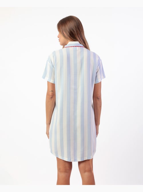 Chemise de nuit à manches courtes à rayures claires classiques pour femme ADMAS CLASSIC - Kiabi