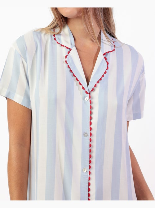 Chemise de nuit à manches courtes à rayures claires classiques pour femme ADMAS CLASSIC - Kiabi
