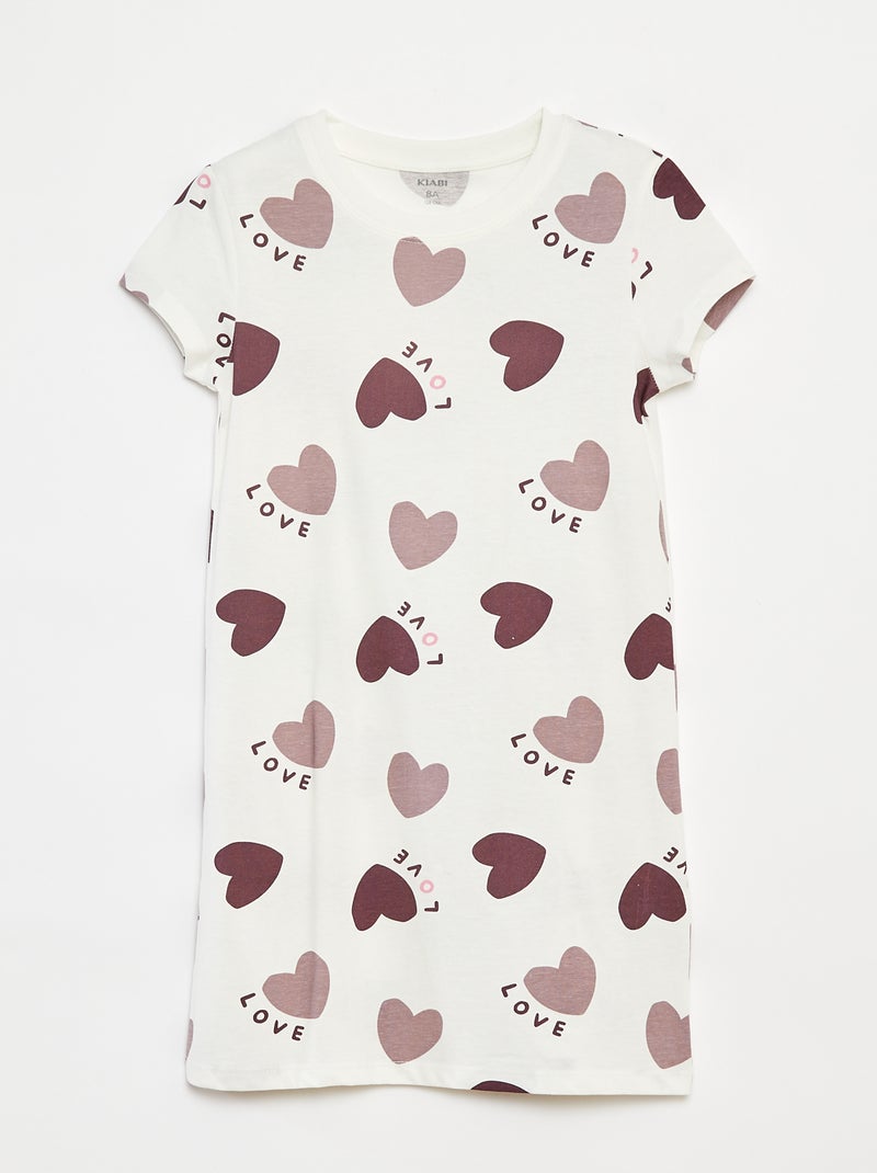 Chemise de nuit à manches courtes avec imprimé Violet - Kiabi