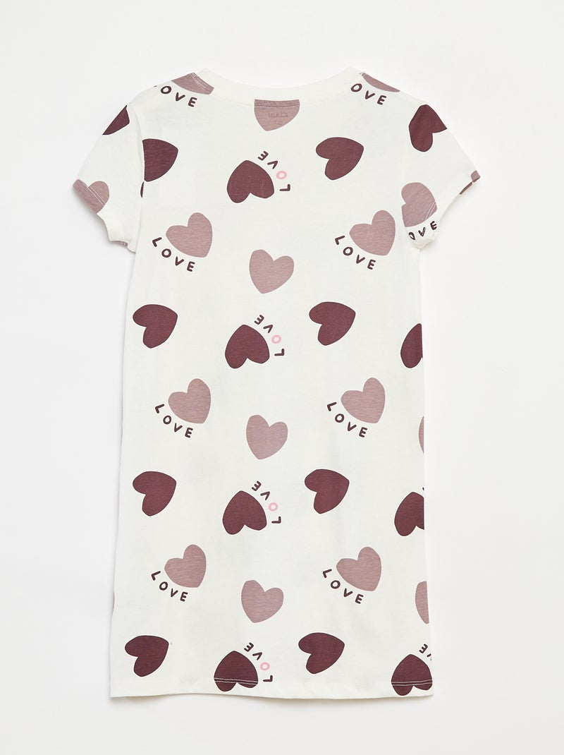 Chemise de nuit à manches courtes avec imprimé Violet - Kiabi