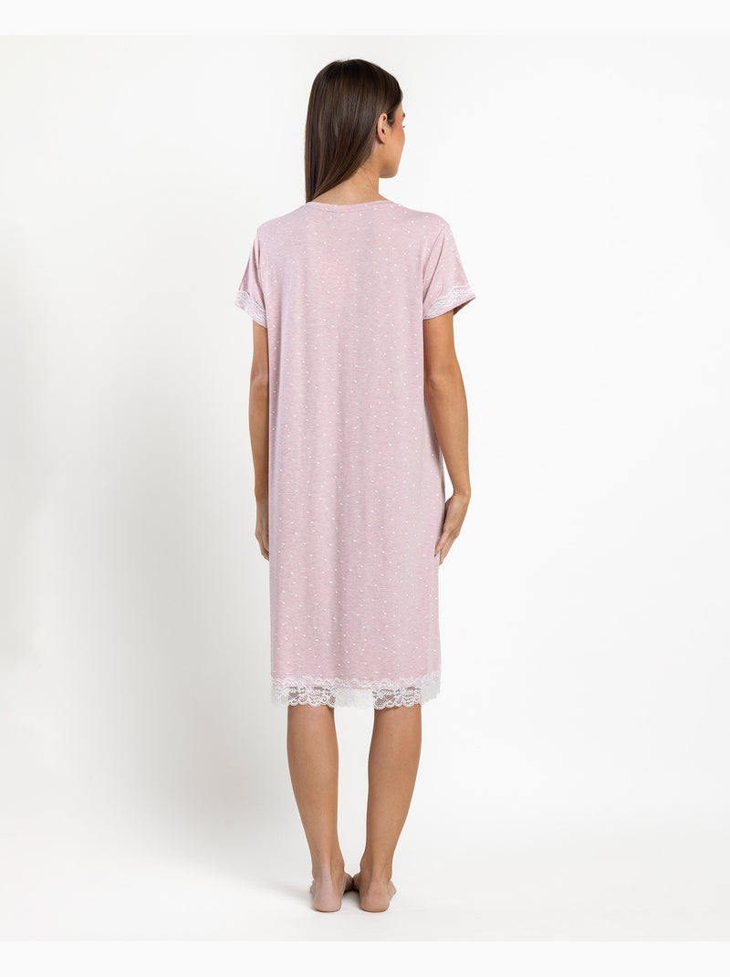 Chemise de nuit à manches courtes curs pour femme ADMAS CLASSIC Rose clair - Kiabi