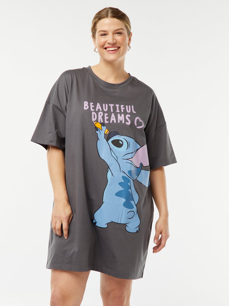 Chemise de nuit à manches courtes 'Disney' Gris Stitch - Kiabi