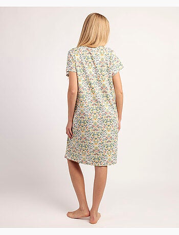 Chemise de nuit à manches courtes jaune ADMAS GARDEN pour femme