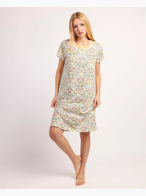 Chemise de nuit à manches courtes jaune ADMAS GARDEN pour femme - Kiabi