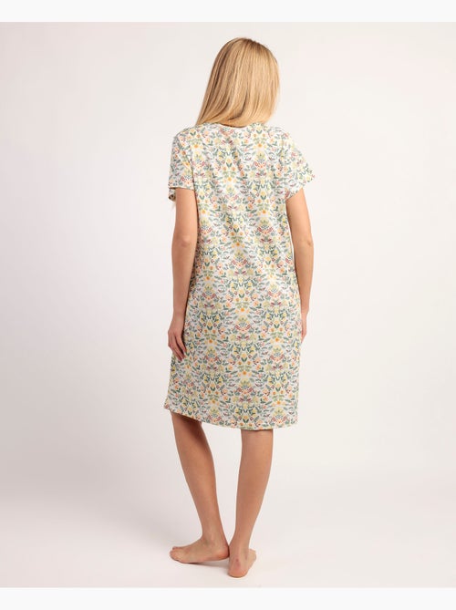 Chemise de nuit à manches courtes jaune ADMAS GARDEN pour femme - Kiabi