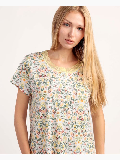 Chemise de nuit à manches courtes jaune ADMAS GARDEN pour femme - Kiabi