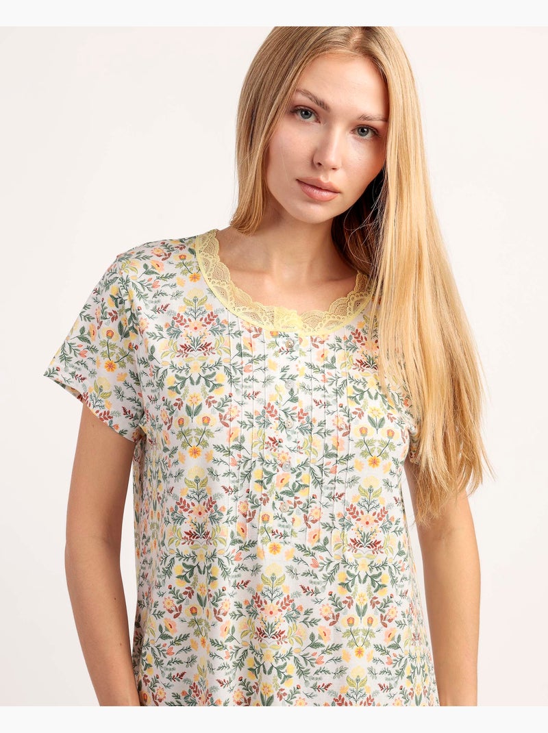 Chemise de nuit à manches courtes jaune ADMAS GARDEN pour femme Bleu Jaune - Kiabi
