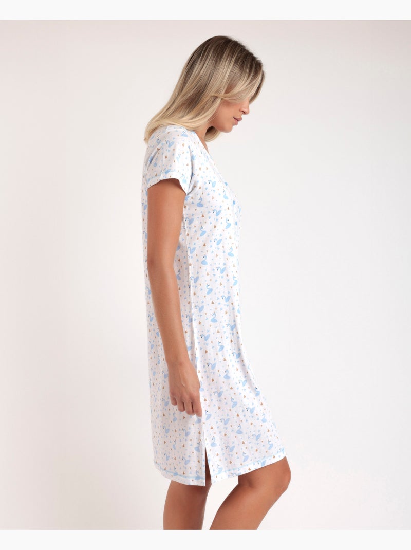 Chemise de nuit à manches courtes pour femme ADMAS > Bleu - Kiabi