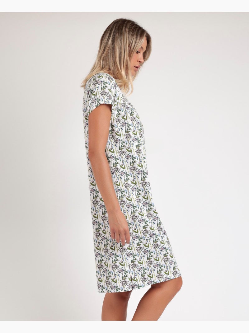 Chemise de nuit à manches courtes pour femme ADMAS GARDEN Dream Flowers Mauve - Kiabi