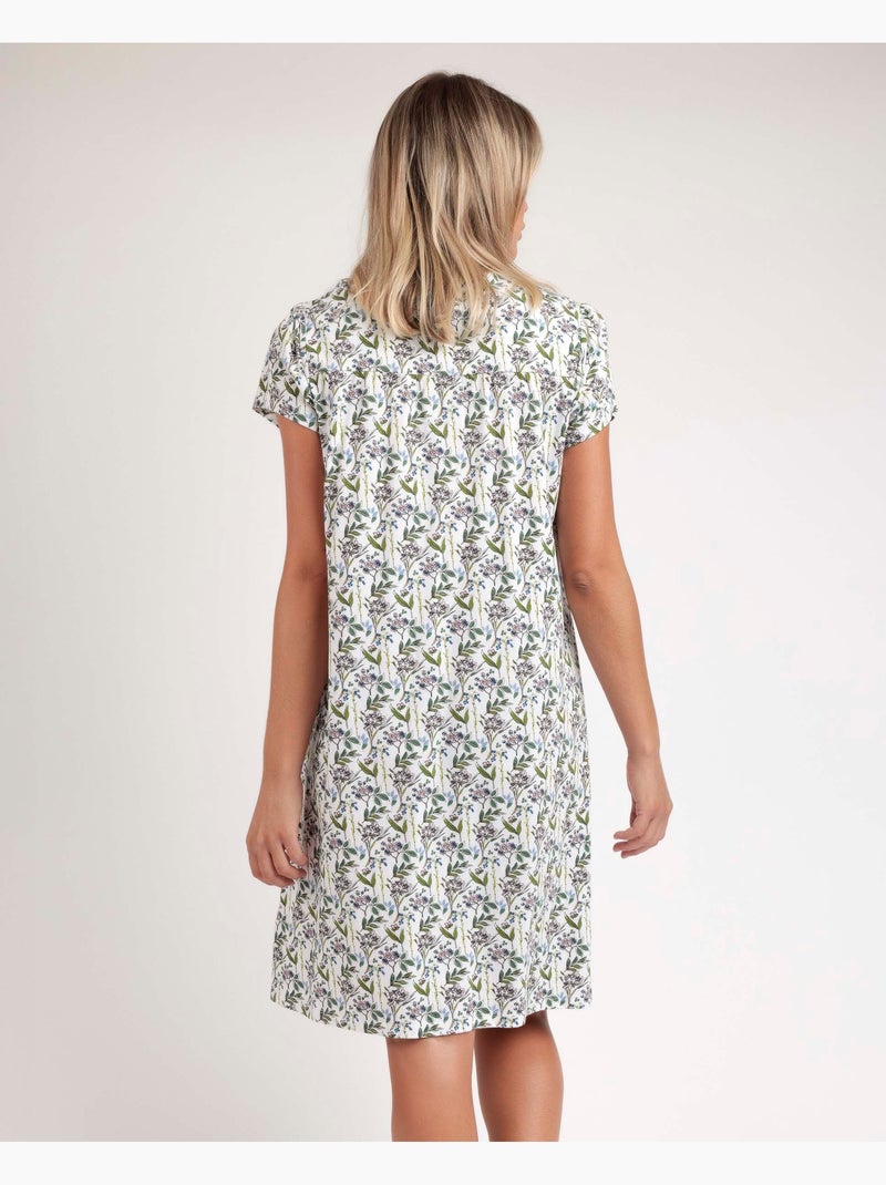 Chemise de nuit à manches courtes pour femme ADMAS GARDEN Dream Flowers Mauve - Kiabi